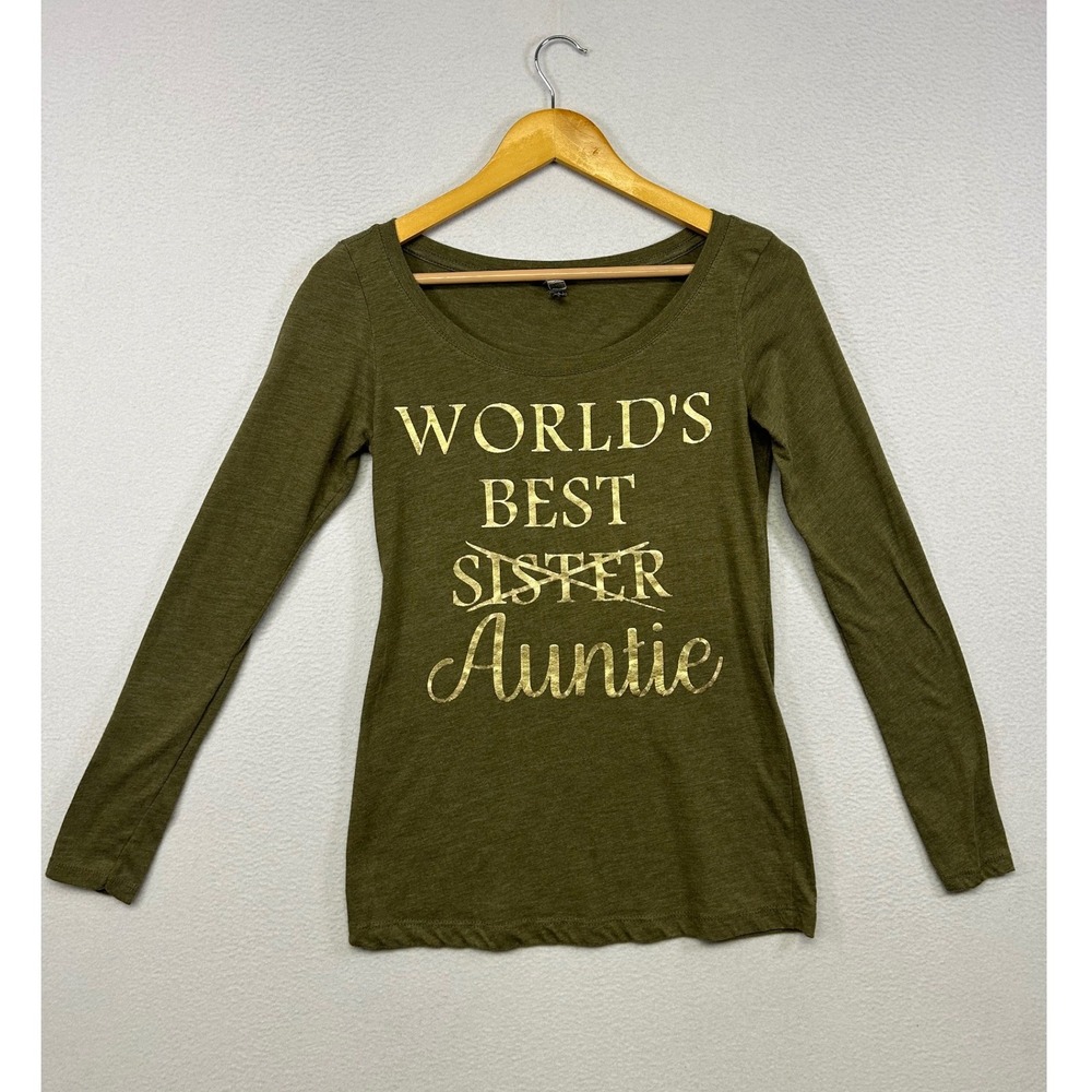 Casual Family Gift Next Level Womens Medium Green Worlds Best Sister Auntie Tee